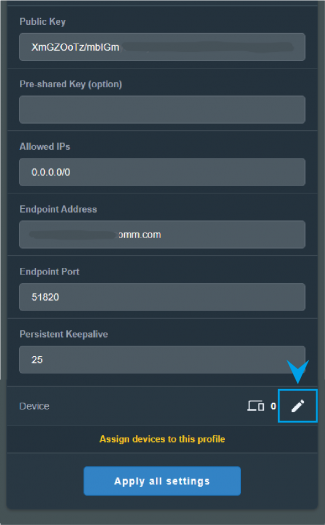 VPN Fusion - device edit
